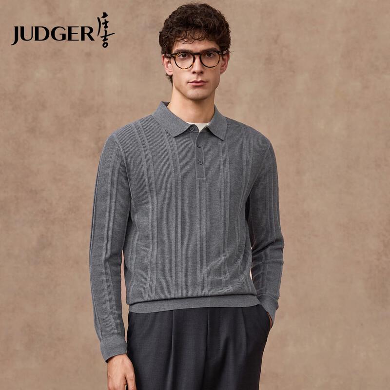 

Мужское поло Judger из кашемира и шелка, в рубчик, с длинным рукавом 3XL