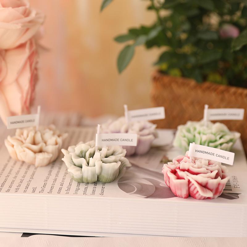 Carnation Flower-shaped Handmade Scented Candle Home Aromatherapy Ornaments Mother's Day Girl's Hand Gift Party Decor