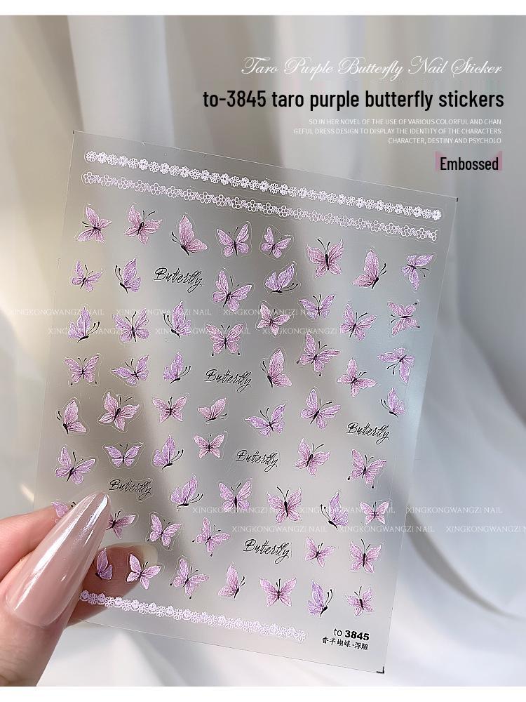 3D Embossed Crystal Butterfly Nail Stickers 2025