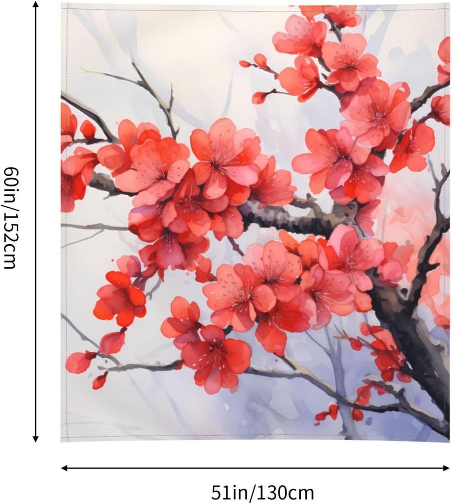 Hanging Red Plum Blossom Tapestry for Bedroom Personalized Tapestry Custom Backdrop Banner Aesthetic Wall Tapestries Wall Art