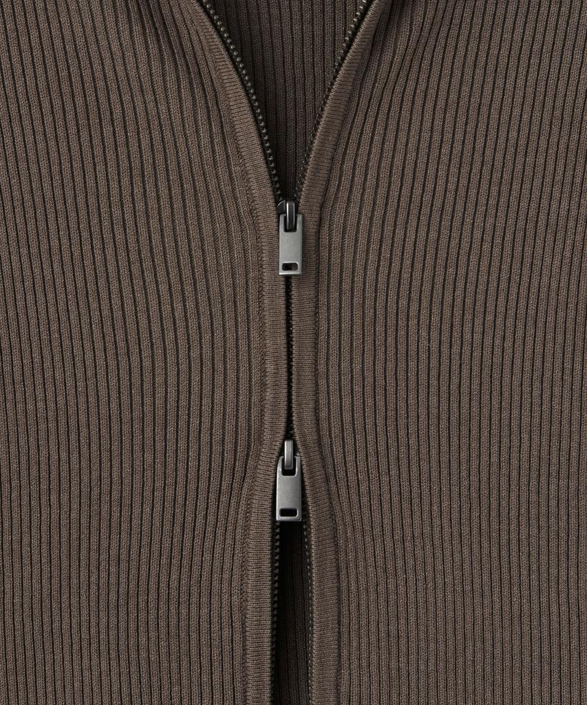 MUSINSA STANDARD WOMAN Women'S Ribbed Slim Hooded Knit Zip-Up [Taupe]