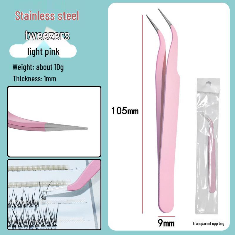 Colorful Stainless Steel Curved Tweezers for False Eyelashes and Planner Clips