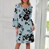 Women's Fashion V-neck Color Large Size Loose Long Large Swing 3/4 Sleeved Dress