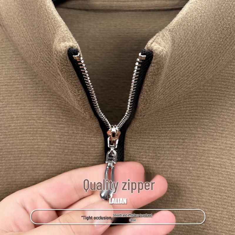 Peimeng Autumn/Winter Men's Stand-Collar Casual Solid Knit Sweater