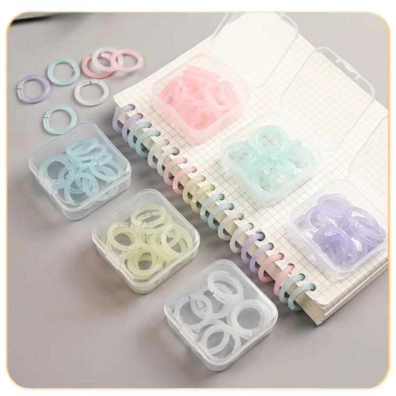 20Pcs 15mm Transparente Plástico Livro Anel Folha Solta Binder DIY Álbum de Fotos Círculo Clipes de Encadernação Grampos Material de Encadernação de Escritório
