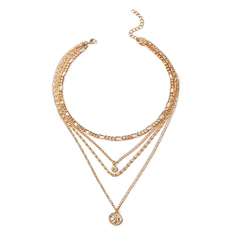 Vintage New Gold Color Multiple Styles Necklace For Women Boho Trendy Multi-Layer Crystal Pendant Necklaces Set Jewelry Gifts