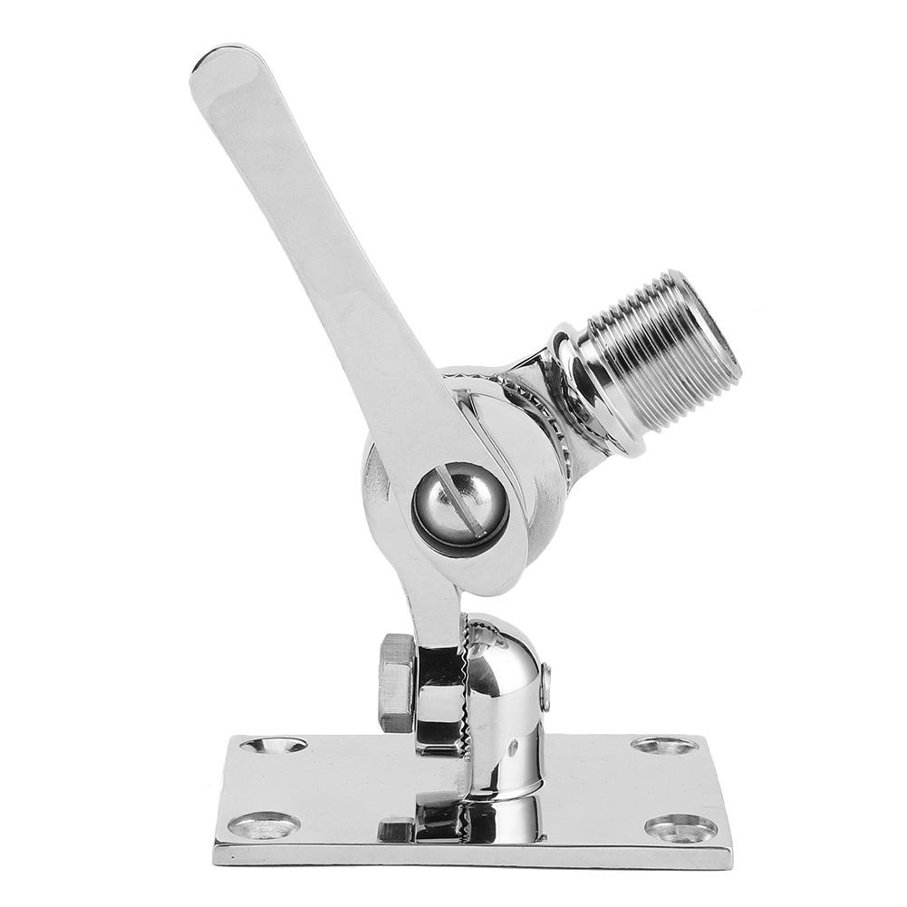 Stainless Steel VHF Antenna Ratchet Mount Dual Axle Adjustable Fixing Base for Marine Boat 1 14in Thread