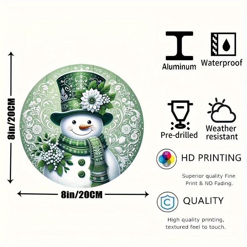 

Привлекательная зеленая вывеска в виде снеговика-венка - круглая алюминиевая настенная отделка размером 8x8 дюймов для дома, офиса, кухни и сада чёрный
