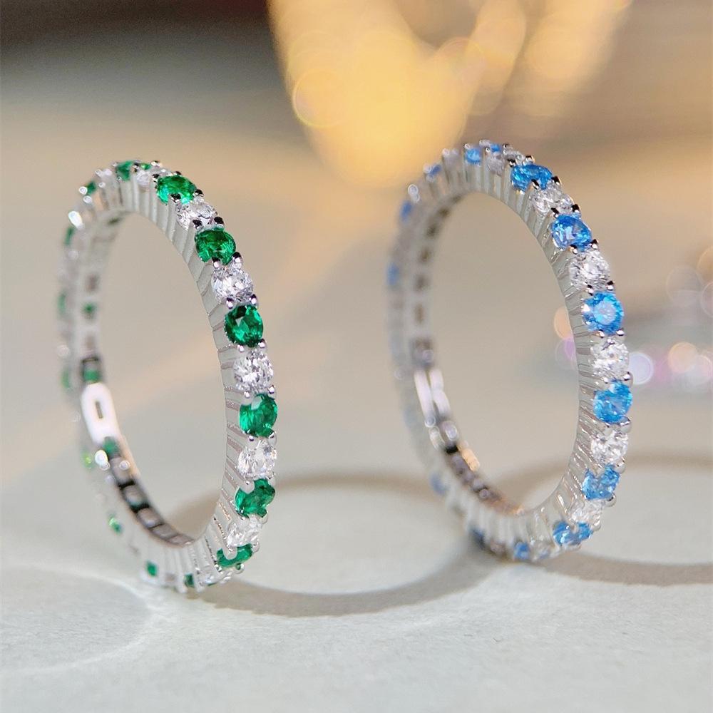 2022 High Carbon Diamond S925 Sterling Silver Zircon Ring for Women - Stylish Inter-Diamond Design