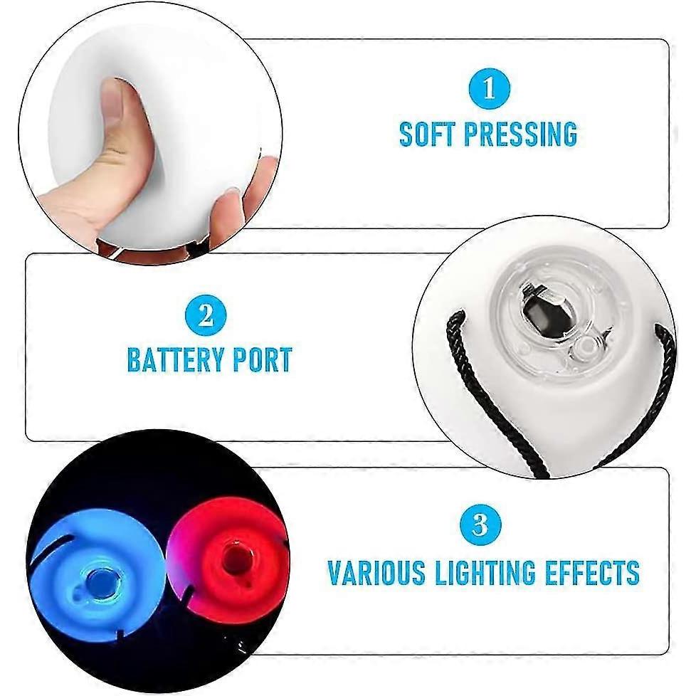 Led Poi Balls, Set Of 2 Led Poi Juggling Balls With Rainbow Colours And Strobe Effect, Led Glow Poi Set For Beginners And Professionals