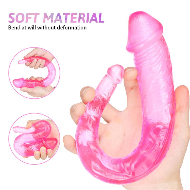Small Tadpoles Unisex Double-headed Penis Super Long Size Head Dildo Female Pulling Supplies