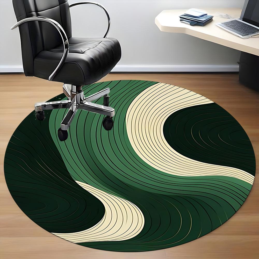 1pc Wave Flow Office Round Area Rug, Indoor Mat Suitable For Office, Under Office Chairs Bedroom Living Room Home Decor, Room Deco