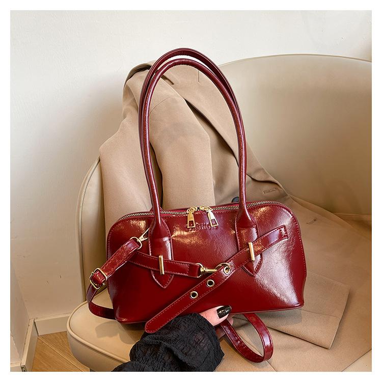 Retro Style Faux Leather Shoulder Bag for Women, Large Capacity Vintage Handbag, Trendy Commute Crossbody Bag
