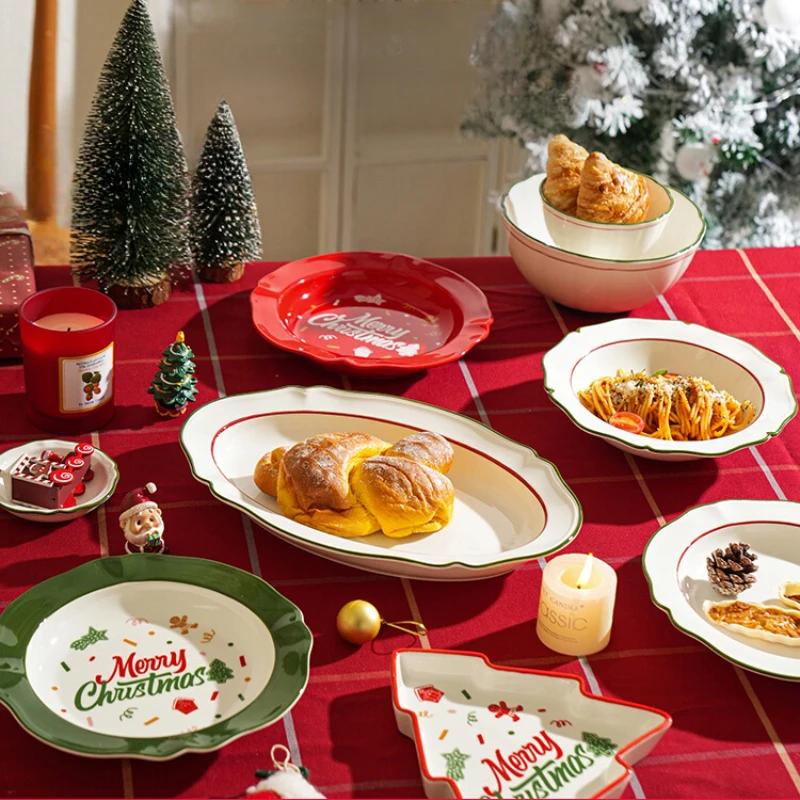 

Christmas Series Theme Tableware Christmas Tree Dim Sum Plate High Level Western Dessert Breakfast Plate