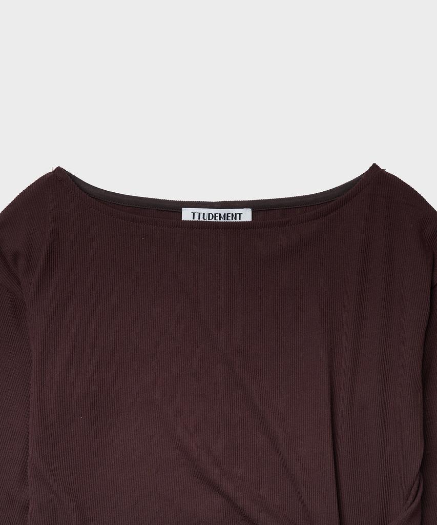 TTUDEMENT Twist Jersey Blouse_Brown