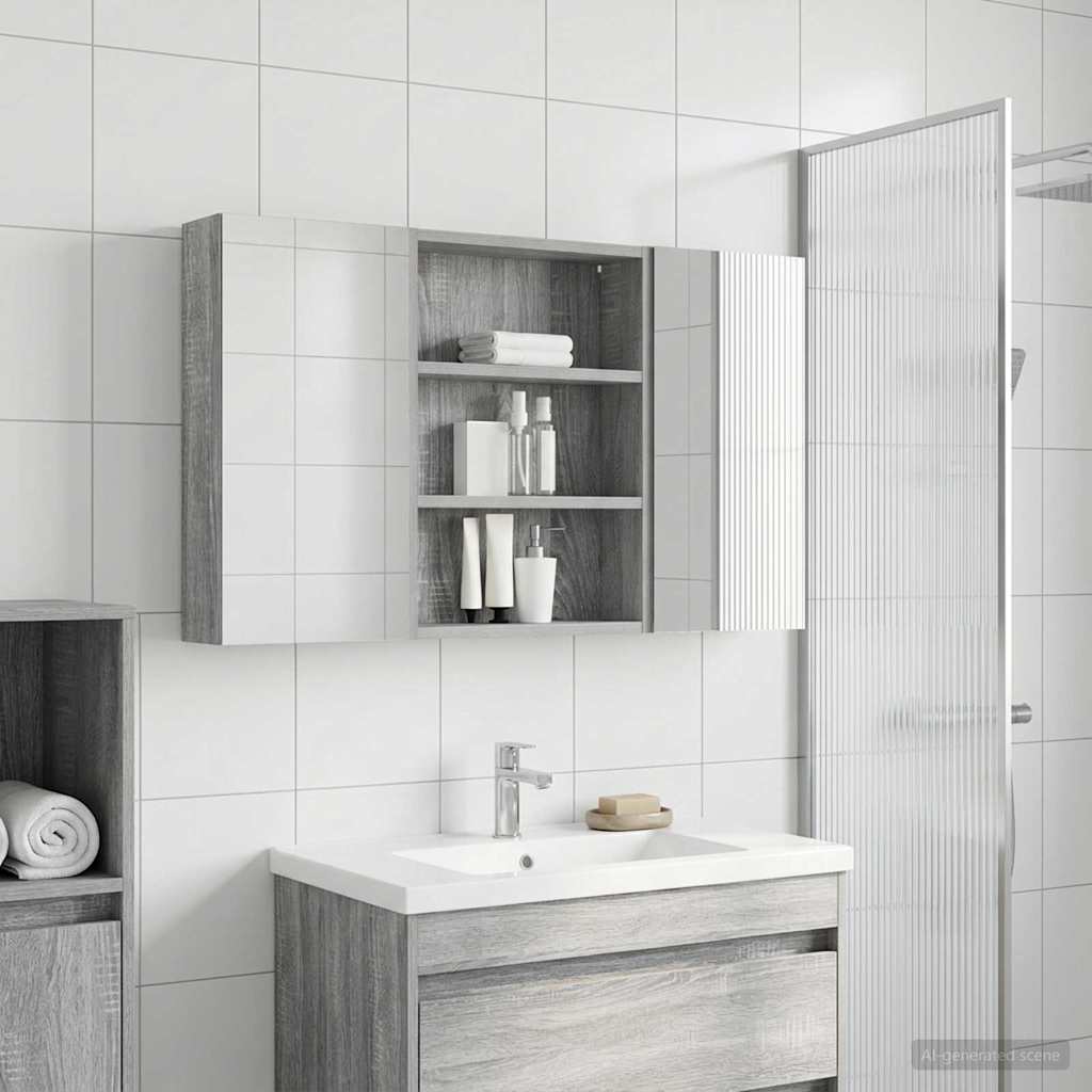 Bathroom Cabinet Set 3 Pcs 100 X 10.5 X 50 Cm Particleboard