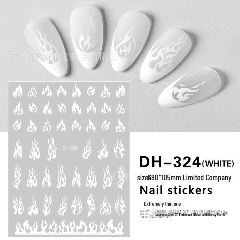 Japanese Nail Art Stickers - Ballet Ribbons, Stars, Moon, Dreamy Butterflies, Flames, Black & White Decorations
