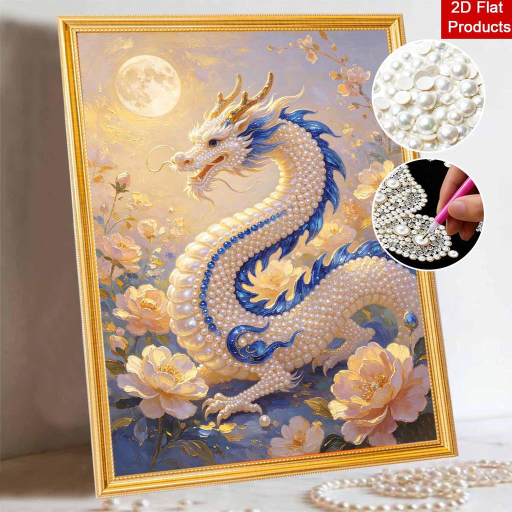 3D Pearl Painting Kit Dragon Design Frameless DIY Bead Art Canvas Leisure Handmade Craft for Bedroom Wall Decor