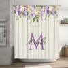 Customized Name Initials Bathroom Shower Curtain with Floral Design for Home Decor Personalized Custom Size Available (White Bac