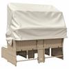 2 Seater Garden Sofa with Canopy and Footstools Beige Poly Rattan