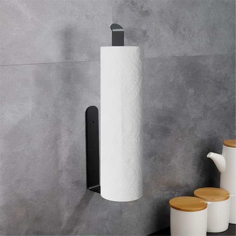 Under Cabinet Toilet Roll Storage Rack Stainless Steel Paper Towel Holder Rustproof Towel Hanger Storage Shelf