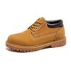 Men's Retro Yellow Leather Low-Top Martin Motorcycle Boots with Oxford Outsole