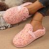 Fashion Fashion Mix Color Plush Slippers Women Round Toe Slip On House Cotton Slippers Woman Winter Buckle Strap Detor Fur Slides Ladies