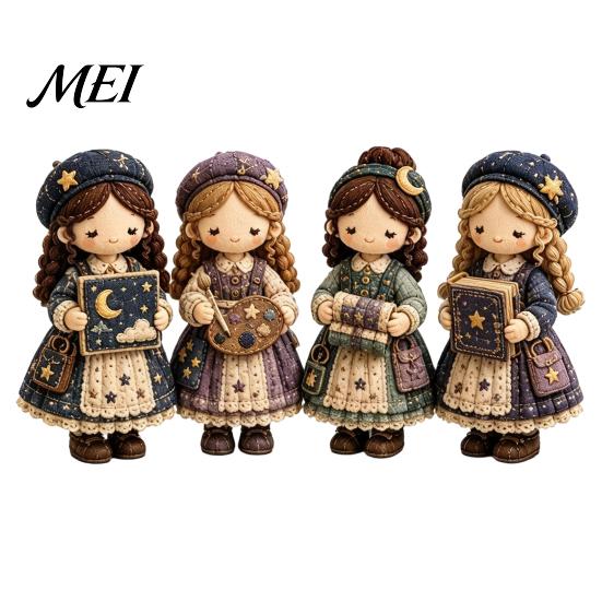 Stress Relief Craft Patchwork Girl DIY Kit, 3D Doll Sewing Set with Pre-Cut Beginner Kit Fabric Thread Needles, Cute for Home Decor Handmade