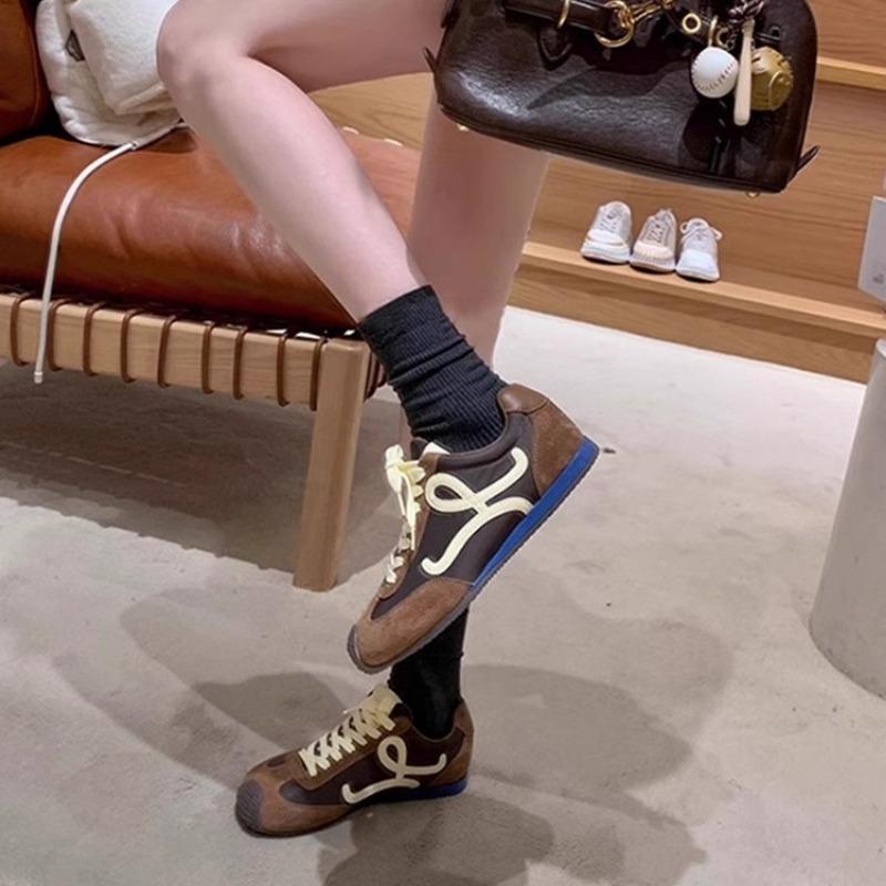 Retro Women's Spring Style Color Matching Lace-up Comfortable Casual Sports Running Shoes Wear-resistant Trend
