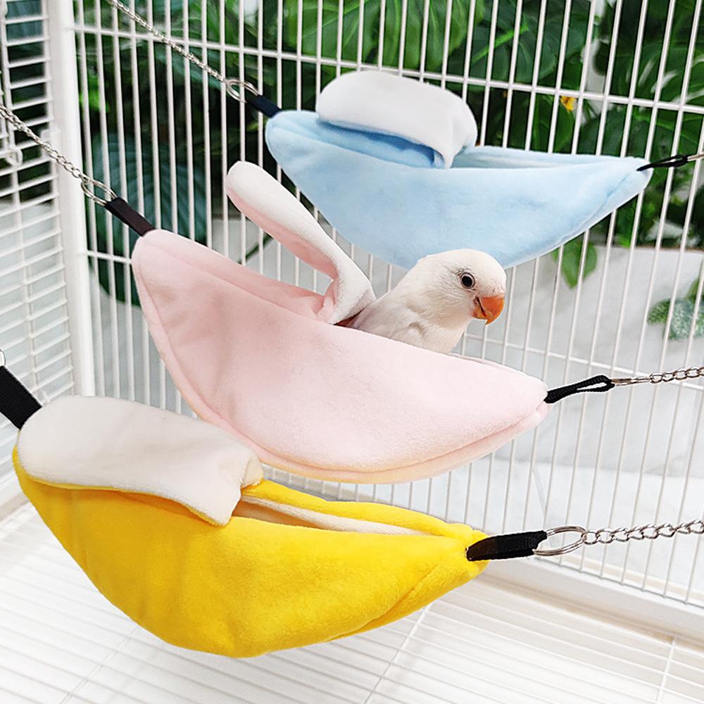 1PC Winter Warm Banana Shape Parrot Bed Bird Nest Parrot Nest Hammock Bed Toy for Pet Bird Hamster Cage Hanging Bed Sleeping Bag