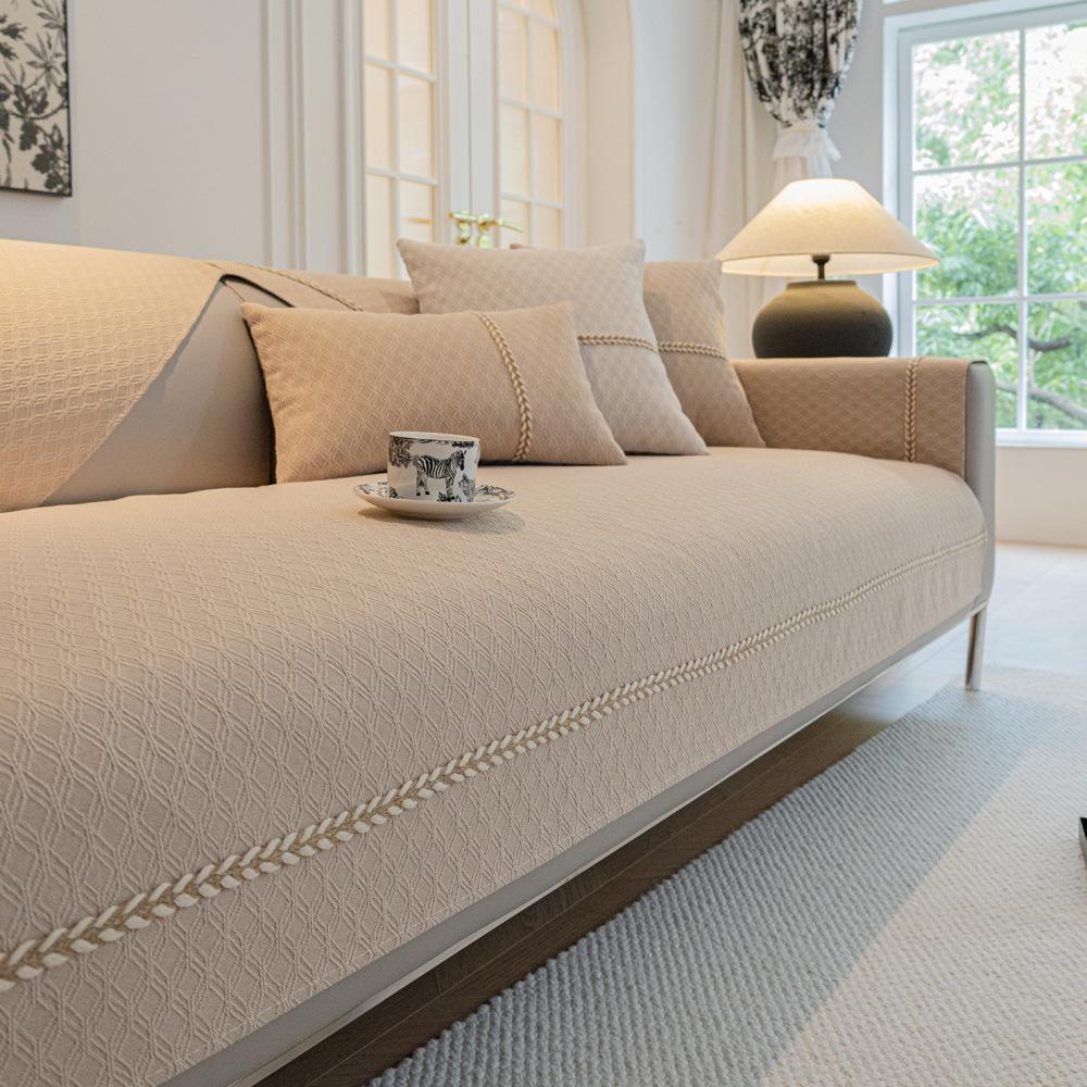Light French Cream Blizzard Neil Sofa Cushion Universal In All Seasons New Backrest Cover Cloth Towel Non-Slip Cushion