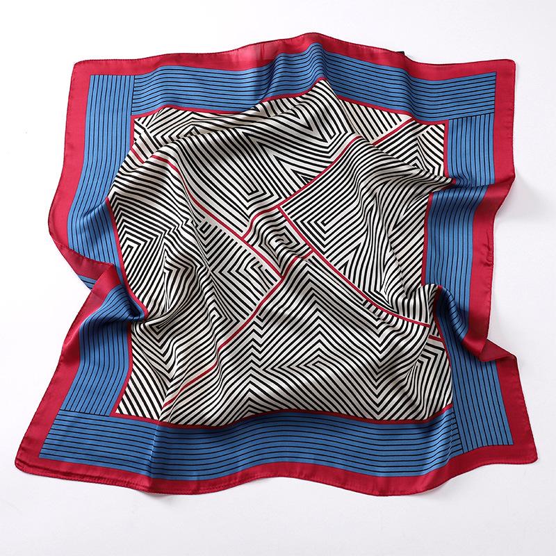 Old money style elegant matching scarf small square scarf 71cm Korean new silk scarf women's high-end sense retro versatile printing
