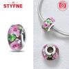 Copper Metal Colorful Flower Series Murano Glass Bead Components Luxury Charm Bead Component Compatible With Authentic Original Bracelet High Quality
