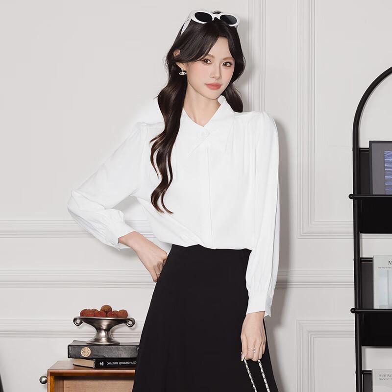 Women s French Style Doll Collar Chiffon Blouse M