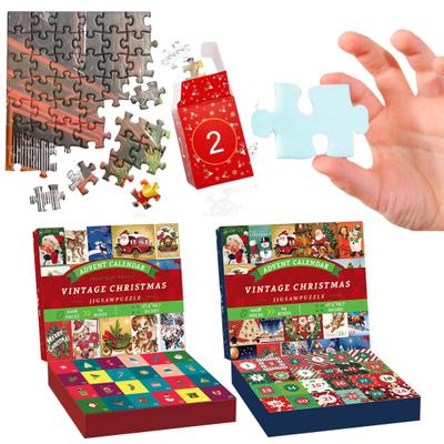 Vánoční adventní kalendář Puzzle 1000 Vánoční puzzle odpočítávání Zimní prázdniny sněhuláka Santa