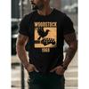 Woodstock 1969 Men's Summer Short-Sleeved T-Shirts, Fashionable And Trendy Printed, Spring And Summer Round Neck Casual Versatile Tops