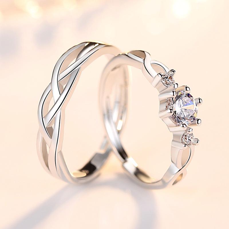 2Pcs 925 Silver Couples Ring Sets Light Polishing Simple Ring for Woman Man Classic Wedding Fine Jewelry Circle