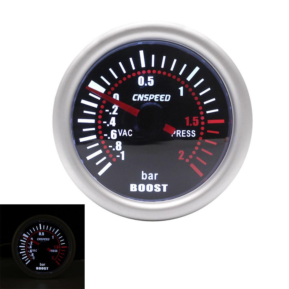 CNSPEED 2 "52mm Turbo Boost Gauge -1-2 Bar Car Smoke Len With Adjustable Auto Turbo Boost Controller Kit 1-30 PSI