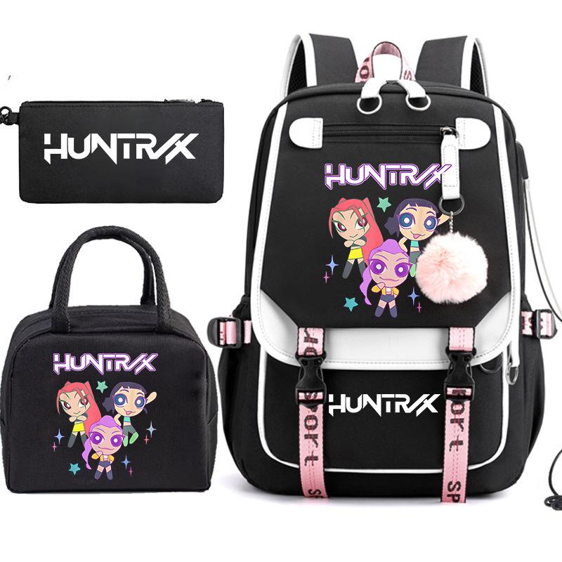 Kpop Anime Cartoon Printing Student School Bag Children'S Lunch Bag Casual Pencil Bag Three-Piece Set