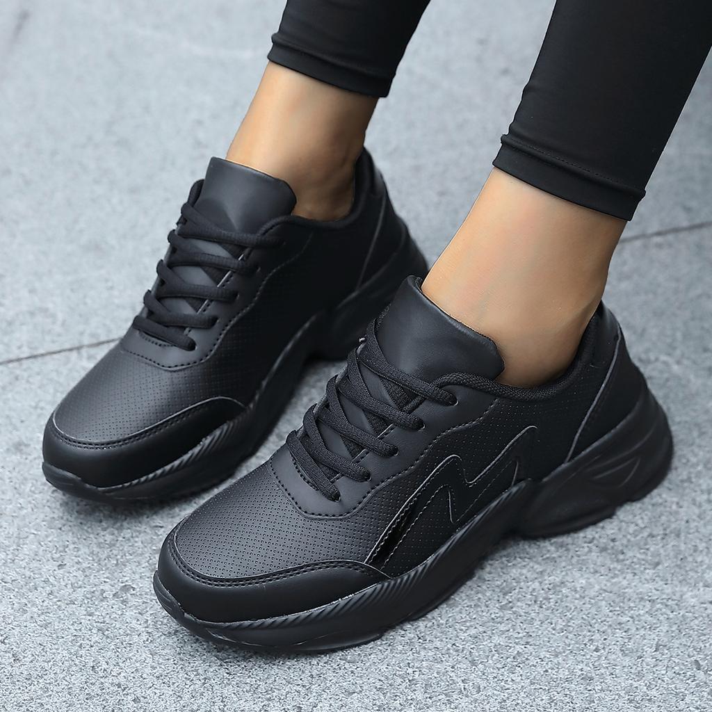 Spring and Autumn Platform Shoes Black Dad Shoes Casual Sports Shoes Lightweight Non-slip Waterproof Shoes