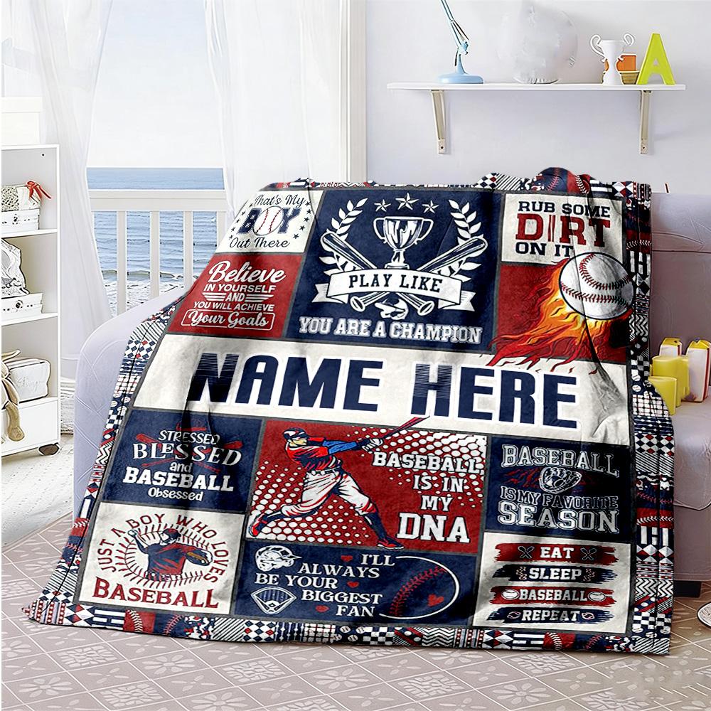 Softball06 Personalized Name Blanket Throw Customizable Blanket Warmthful Decor Great for Nap Living Room Seaside Home Decor Four Seasons Multipurpose