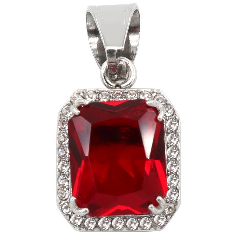 Customize Various Shapes Gemstone Necklace Pendant Stainless Steel 18K Gold Plating Opal Square Fashion  Pendant