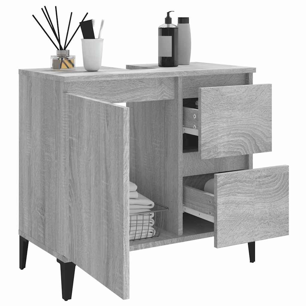 Bathroom Cabinet Gray Sonoma 65 X 33 X 60 Cm Particleboard
