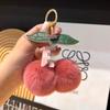 Cherry Plush Pendant: Cute Fruit Ball Keychain & Bag Charm for Couples