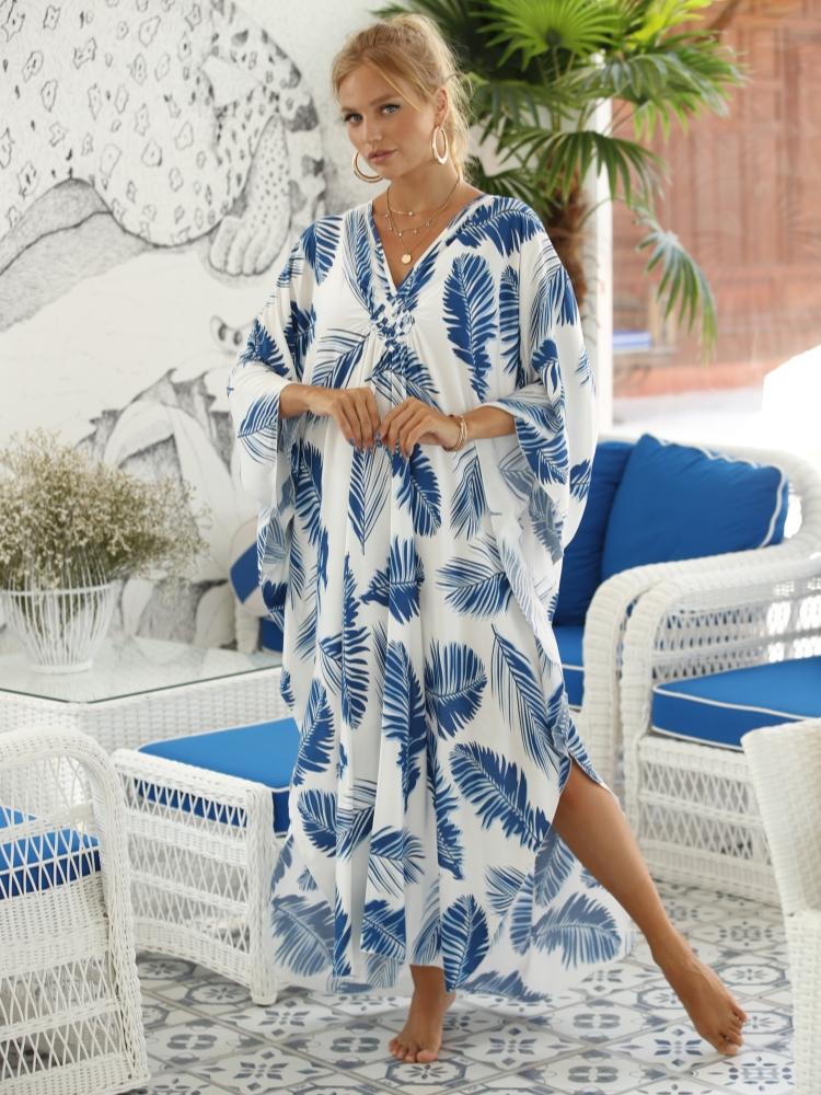 EDOLYNSA Bikini cu dungi cu zebră sexy acoperitoare casual cu decolteu în V, rochie de plajă de vară, îmbrăcăminte de plajă pentru femei, costum de baie, acoperire Q1297