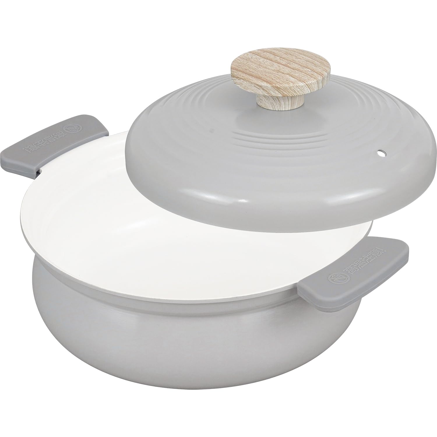 

Wahei Freiz Small Tabletop Pot for Light Lightweight 1-2 People, 18cm, Gray, Induction/Gas Compatible, Double-Handled Pot, Ceramic, RB-3651 серый