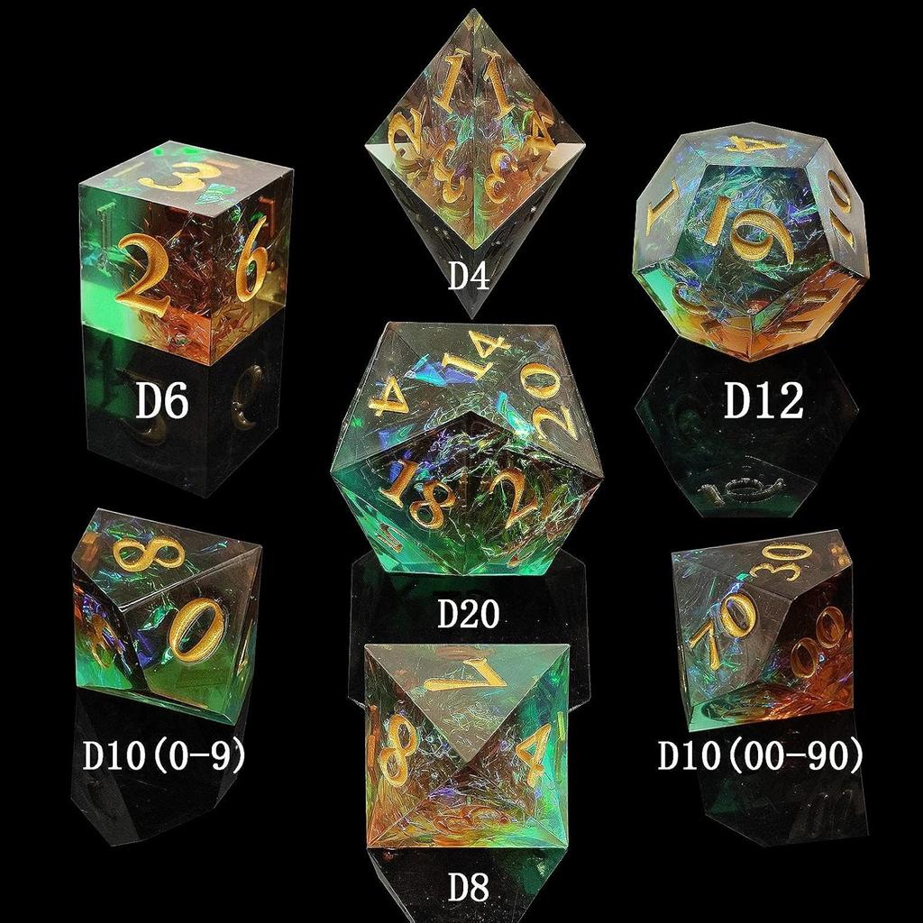 D&D DND Dice Set Dungeons and Dragons Gift RPG MTG D20 Polyhedron Resin Dice Handmade with Sharp Edges Role-Playing Board Game Digital Teaching