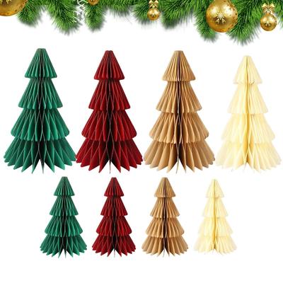 3D Christmas Tree Honeycombs Desktop Ornaments Paper Flower Ball for Xmas Merry Christmas Theme Party Decoration
