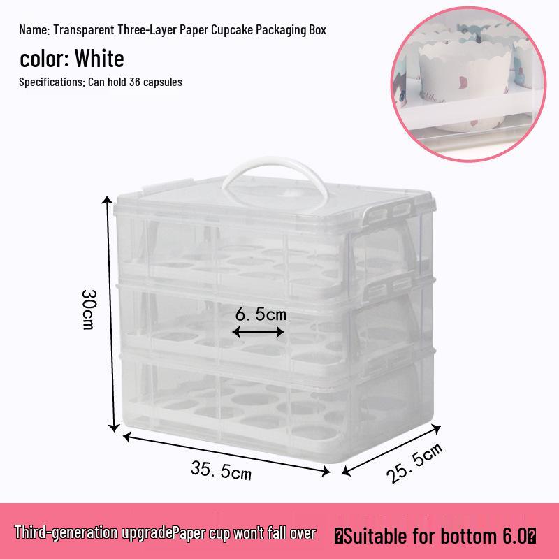 Transparent Cupcake Muffin Transport Box with Handle