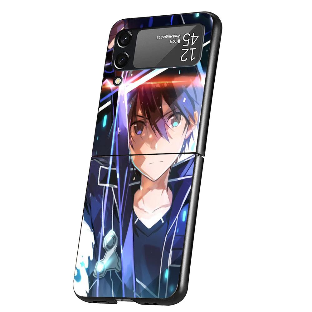 Sword Art Online Anime Cover Phone Case For Samsung Galaxy Z Flip 7 6 5 4 3 5G Flip7 Flip6 Flip5 Flip4 Flip3 Black Fundas Shell